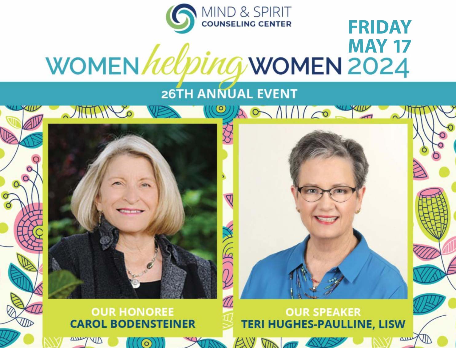 Women Helping Women Friday, May 17, 2024 save the date